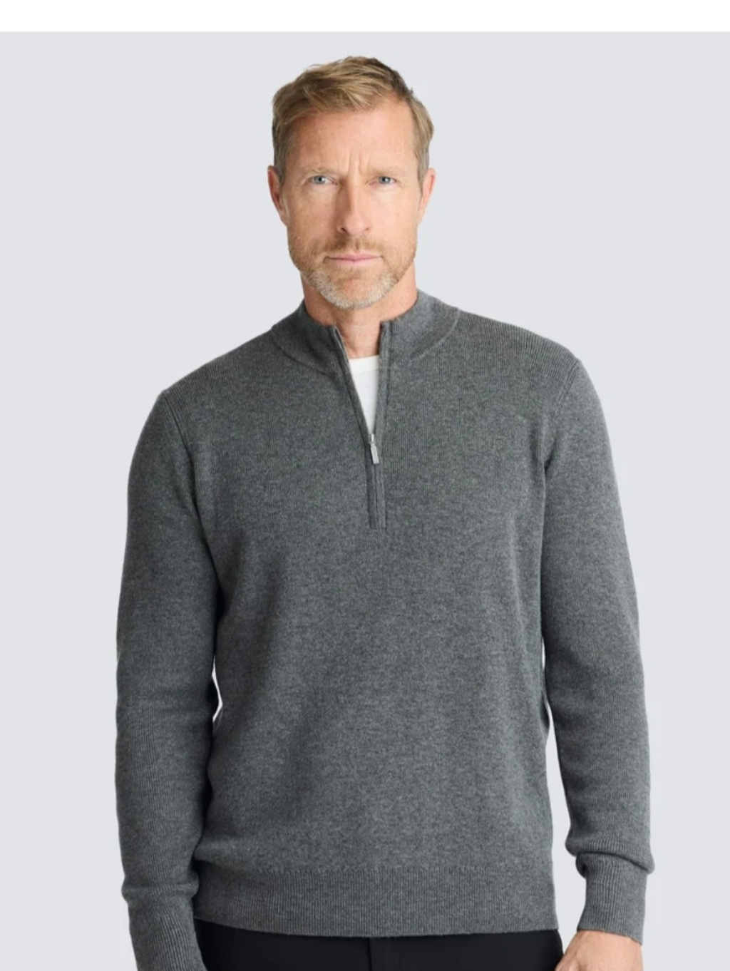 Unbound Merino Medium Charcoal Men's Quarter Zip-Up Sweater — image 4 of 6